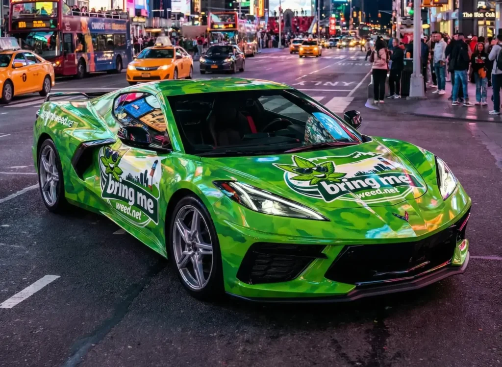 Bring Me Weed promotional vehicle — NYC cannabis delivery
